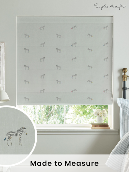 Sophie Allport Grey Zebra Made To Measure Roman 100% Cotton Blind (T35625) | £79