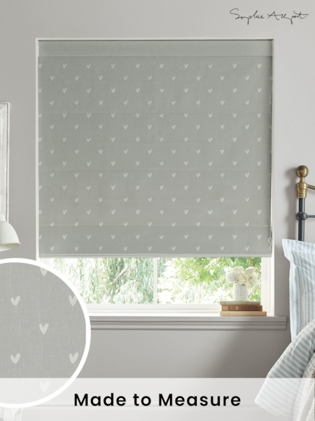 Sophie Allport Grey Hearts Made To Measure Roman 100% Cotton Blind (T35634) | £79