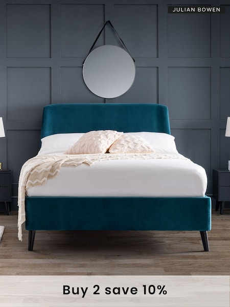 Julian Bowen Blue Frida Curved Velvet Bed (T36469) | £400 - £420