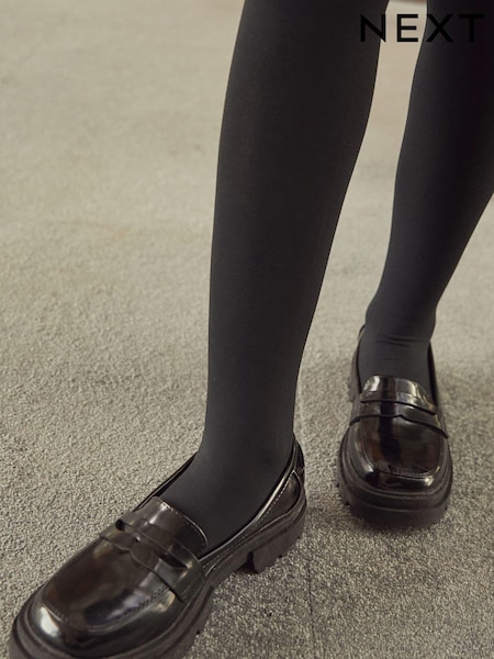 Black Chunky School Loafers (T36642) | £26 - £33