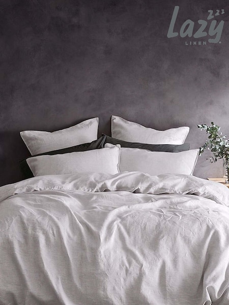 Lazy Linen White Washed 100% Linen Duvet Cover (T37068) | £99 - £199