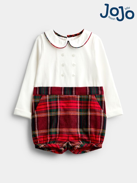 Dark Red Tartan - Jojo Maman Bébé 2-piece Classic Body & Tartan Short Set