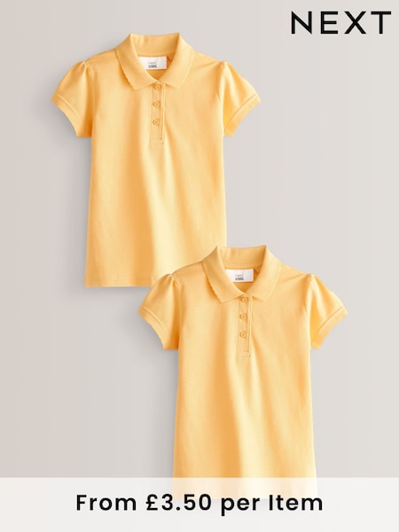 Yellow Regular Fit 100% Cotton Short Sleeve Polo Shirts 2 Pack (3-16yrs) (T40839) | £7 - £12.50