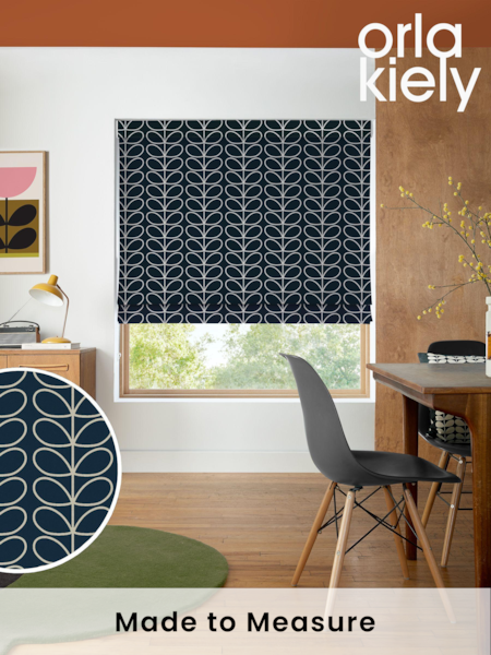 Orla Kiely Navy Whale 100% Cotton Linear Stem Made to Measure Roman Blind (T41167) | £79