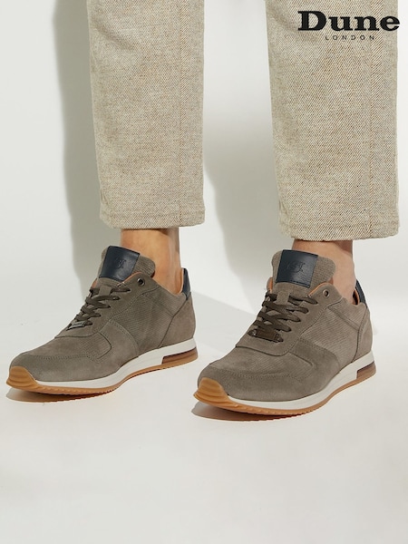 Dune London Grey Standard Fit Trilogy Perforated Runner Trainers (T41175) | £109