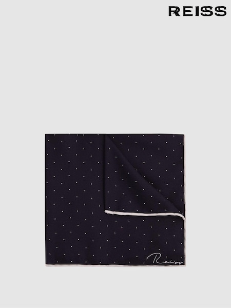 Reiss Navy Liam Polka Dot Silk Pocket Square (T44731) | £38