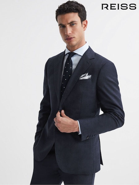 Reiss Navy Dunn Textured Slim Fit Blazer (T44807) | £115