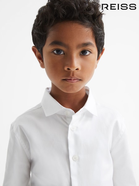 Reiss White Remote Junior Slim Fit Formal Shirt (T44824) | £28