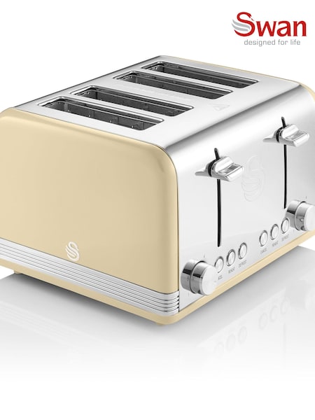 Swan Cream 4 Slice Retro Cream Toaster (T45252) | £60