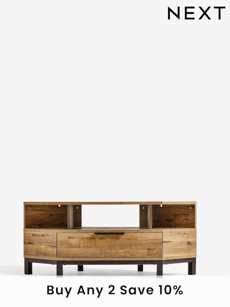 Dark Bronx Up to 50 inch, Corner Oak Effect TV Unit (T45735) | £350