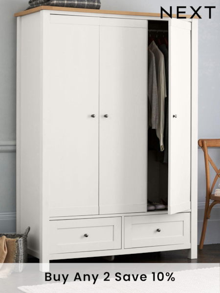 Chalk Malvern Paint Effect Triple, 2 Drawers Wardrobe (T48186) | £699