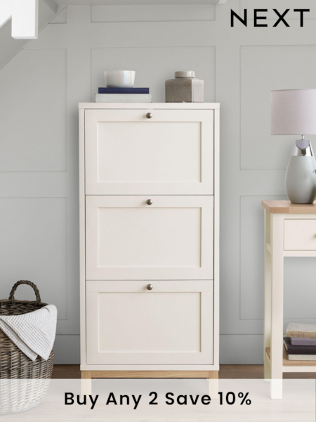 Cream Malvern Oak Effect Shoe Storage Cabinet (T48216) | £260