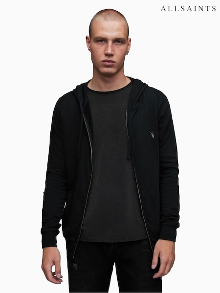 AllSaints Black 100% Cotton Brace Hoodie (T48624) | £69