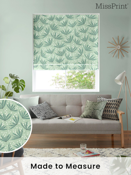 MissPrint Green 100% Cotton Wildflower Made to Measure Roman Blind (T49745) | £79