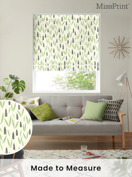 MissPrint Cream 100% Cotton Snow Drops Made to Measure Roman Blind (T49746) | £79