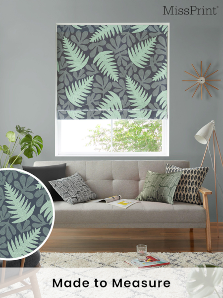 MissPrint Blue 100% Cotton Deep Sea Made to Measure Roman Blind (T49747) | £79