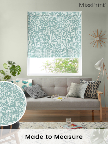MissPrint Blue 100% Cotton Nazca Made to Measure Roman Blind (T49752) | £79