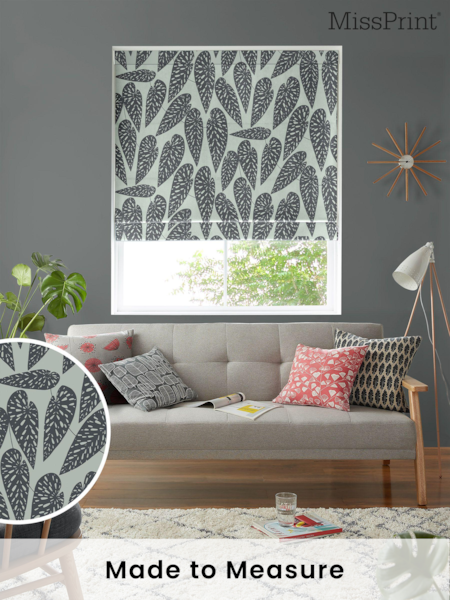 MissPrint Grey 100% Cotton Tropics Made to Measure Roman Blind (T49754) | £79