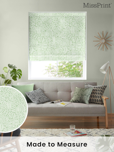 MissPrint Green 100% Cotton Nazca Made to Measure Roman Blind (T49756) | £79
