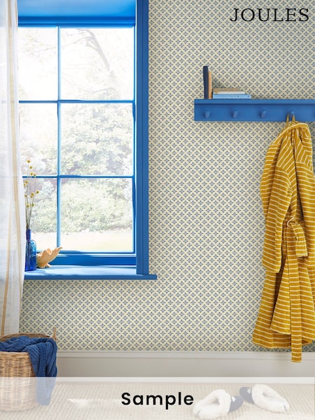 Joules Coast Blue Beckett Star Wallpaper Sample Wallpaper (T49956) | £1