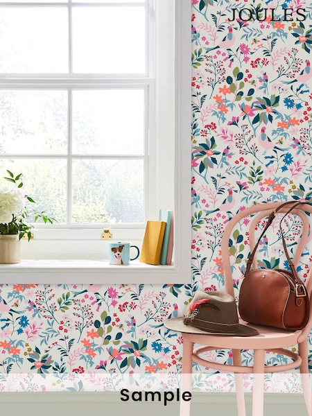 Joules Antique Creme Fields Edge Floral Wallpaper (T50475) | £1