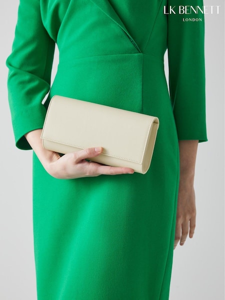 LK Bennett White Leather Erin Clutch Bag (T50539) | £179