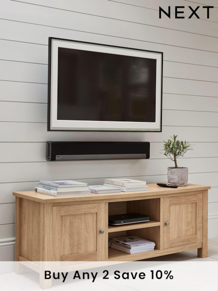 Natural Malvern Oak Effect Up to 60 inch Slim TV Unit (T50752) | £299