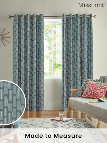 MissPrint Steel 100% Cotton Bloom Made to Measure Curtains (T51358) | £91