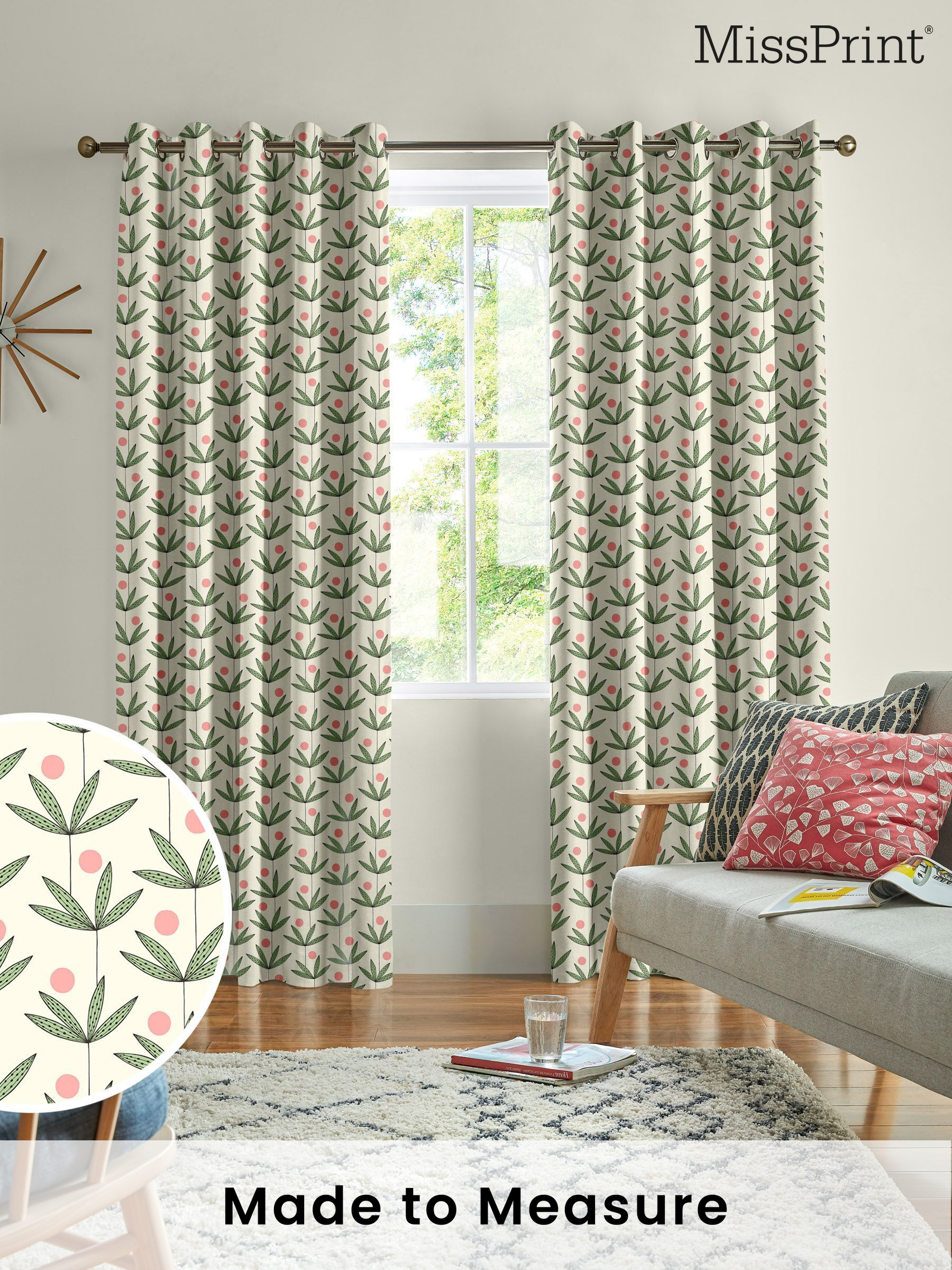 MissPrint Glades Palm Tree Made to Measure Curtains (T51361) | £91