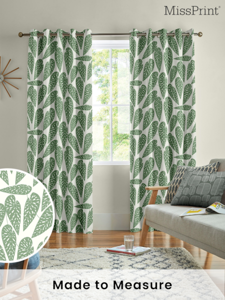 MissPrint Foliage 100% Cotton Tropics Made to Measure Curtains (T51386) | £91