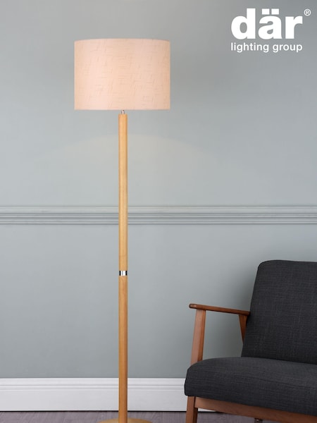 Dar Lighting Natural Dar Ava Wood Floor Lamp With Shade (T51569) | £149