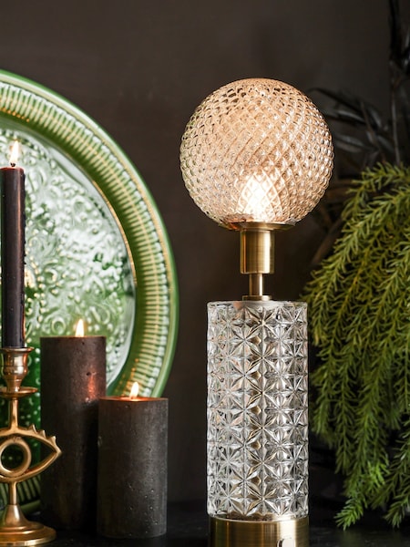 Rockett St George Clear Cut Glass Decanter Rechargeable Table Lamp (T51902) | £70