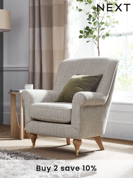 Chunky Weave Dove Grey Ashford Highback Accent Chair (T51972) | £475