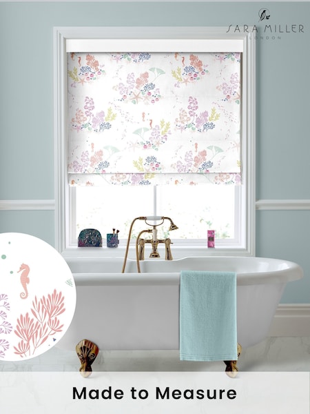Sara Miller White 100% Cotton Underwater Made to Measure Roman Blind (T51976) | £79