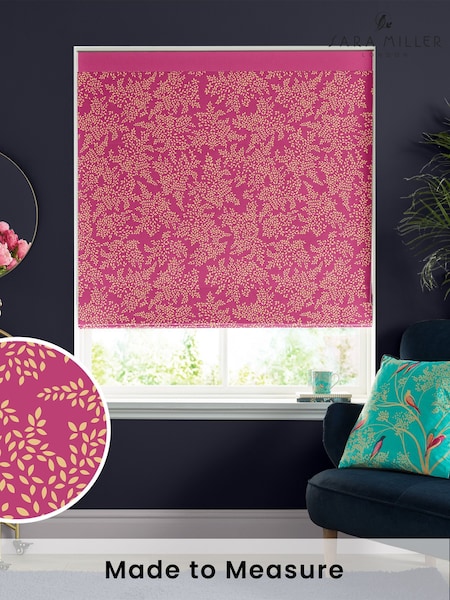 Sara Miller Fuchsia 100% Cotton Little Leaves Made to Measure Roman Blind (T52004) | £79