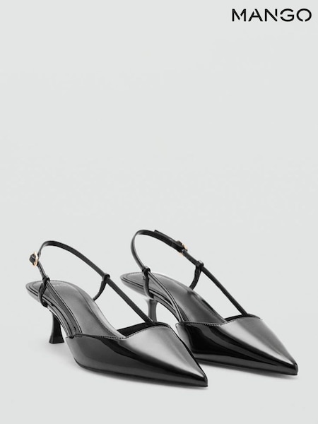 Black - Mango Sling Back Kitten Heels