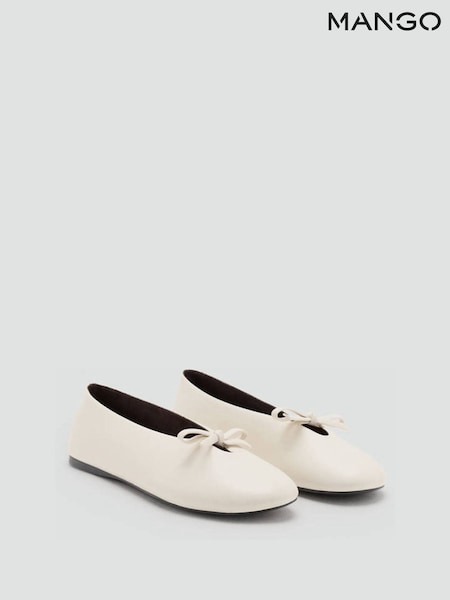 Cream - Mango Bow Detail Ballets Flats