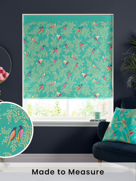 Sara Miller Green 100% Cotton Birds Made to Measure Roman Blind (T52115) | £79