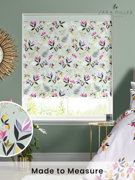 Sara Miller Duck Egg 100% Cotton Orchard Floral Made to Measure Roman Blind (T52119) | £79