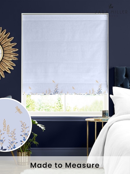 Sara Miller Pale Blue 100% Cotton Wisteria Made to Measure Roman Blind (T52154) | £79