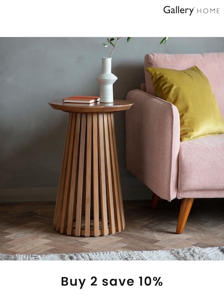 Gallery Home Natural Benton Slatted Side Table (T52413) | £218