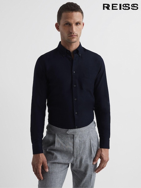 Reiss Navy Greenwich Soft Wash Button Down Oxford Shirt (T53709) | £78