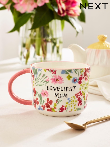 Pink Floral Loveliest Mum Mug (T54147) | £7