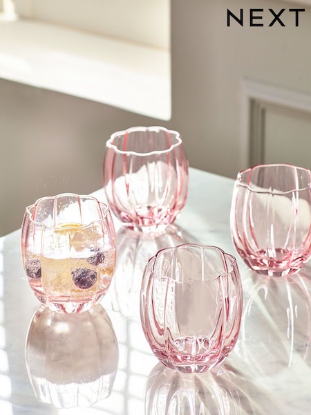 Ottilie Pink Tumbler Glasses Set of 4 Short Tumbler Glasses (T54153) | £25