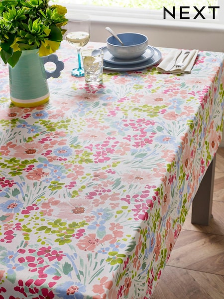 Pink Lisse Floral Wipe Clean Table Cloth (T54238) | £24 - £28