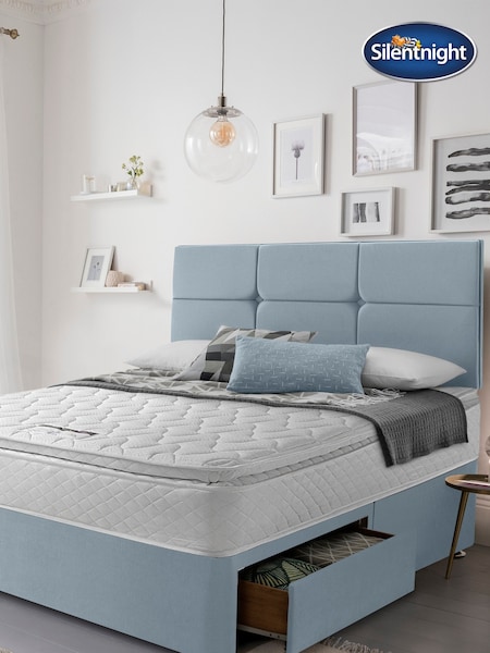 Silentnight Blue 800 Pocket Pillow Top Mattress and 2 Drawer Divan Base Bed Set (T54552) | £560 - £790