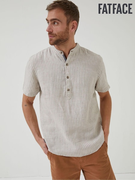 FatFace Natural Stripe Pop Over Linen Shirt (T54720) | £32