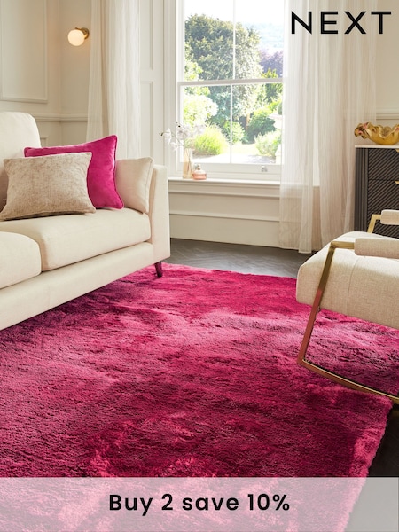 Fuchsia Pink Collection Luxe Plush Rug (T55302) | £65 - £285