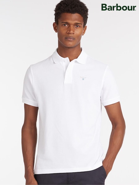 Barbour® White 100% Cotton Sports Polo Shirt (T56899) | £47