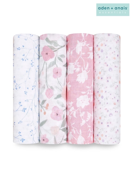 aden + anais Ma Fleur Large 100% Cotton Muslin Blankets 4 Pack (T56911) | £50